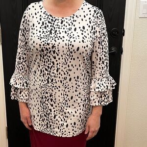 Dainty Jewells Black and White Spotted Blouse